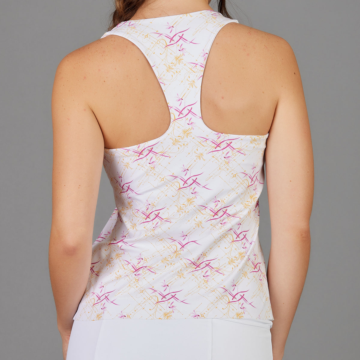 Tangerine Racerback Built-in Bra Top (print) | Denise