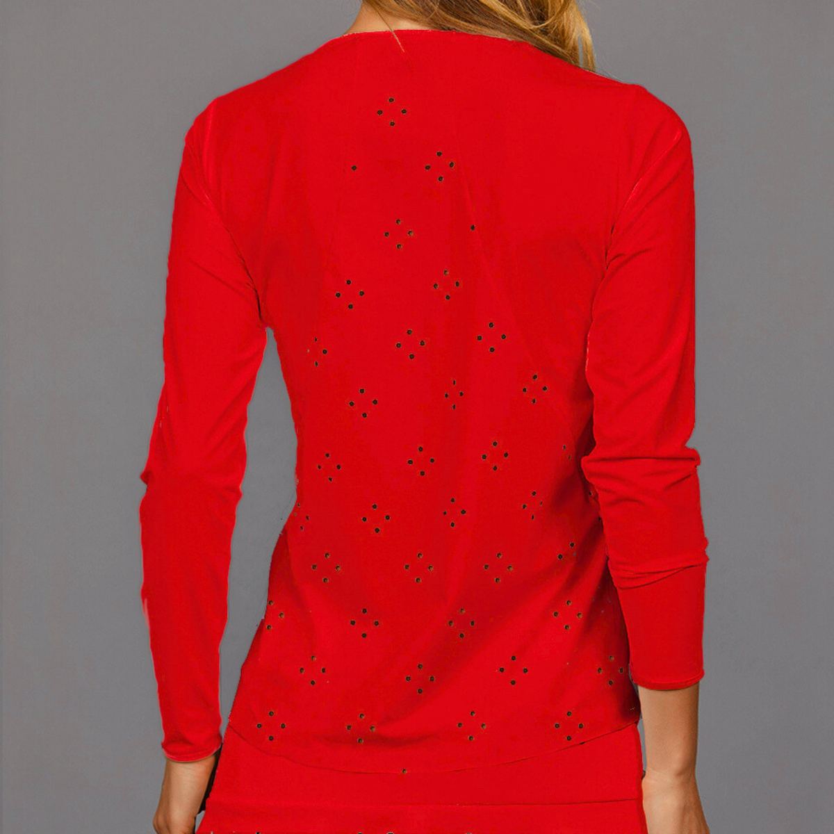 Eyelet Long-Sleeve (red) | Denise Cronwall Activewear