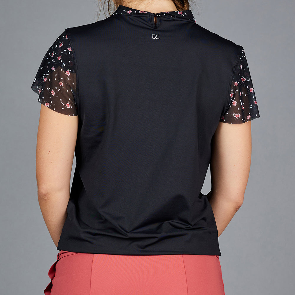 Black short-sleeve collar top