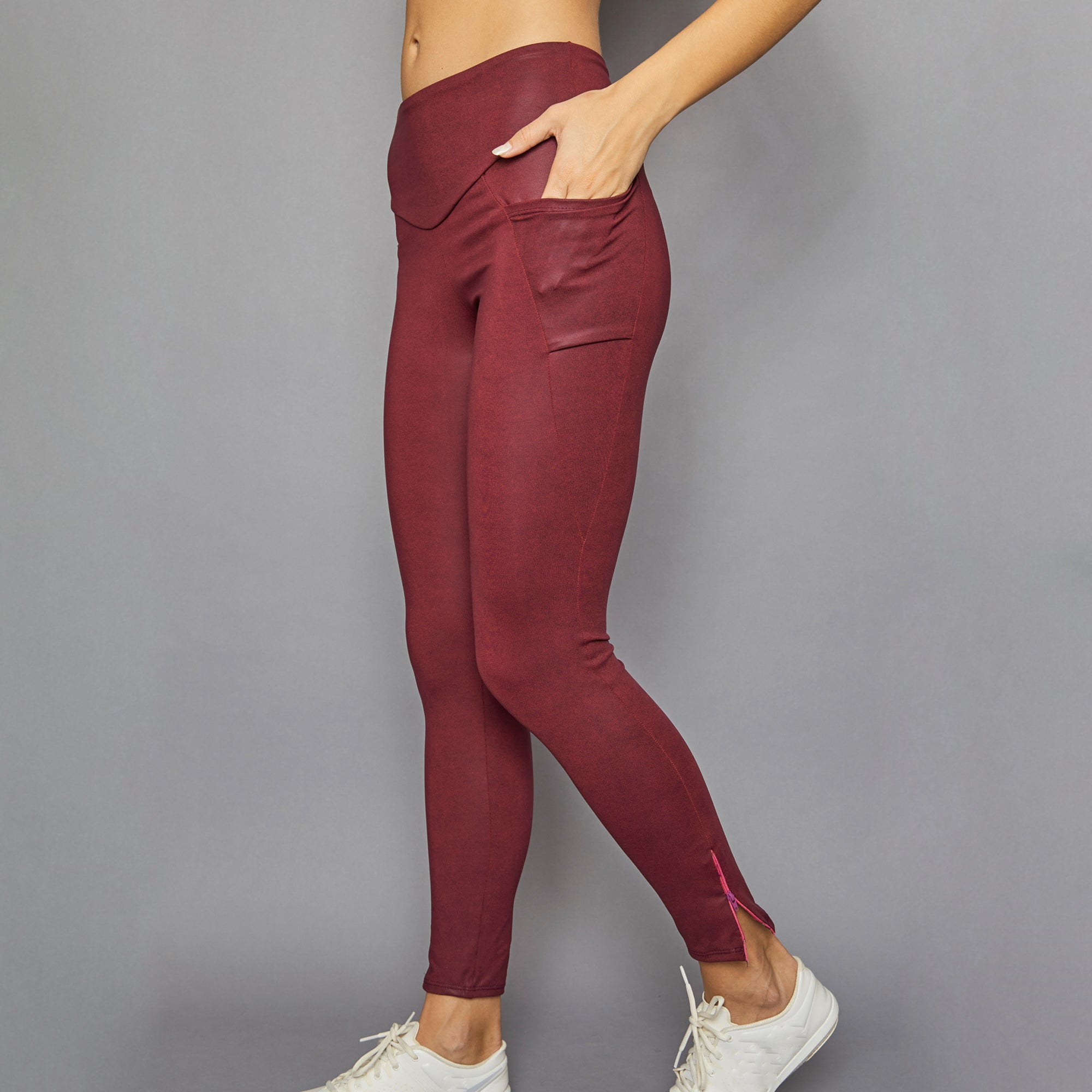 Textured Zipper Legging (plum)