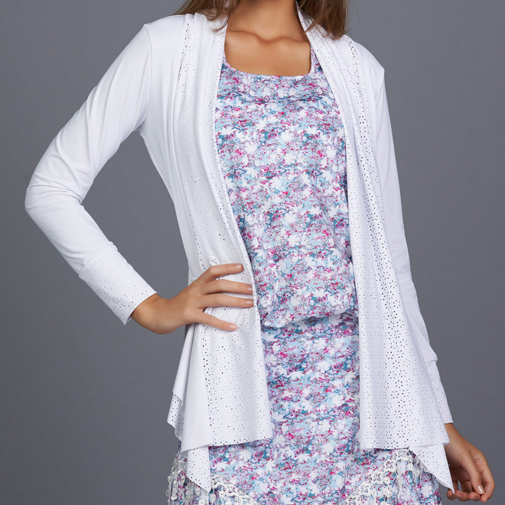 Denise Cronwall All Season Cardigan Womens Tops Active Lifestyle Apparel XS White